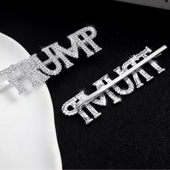 Trump hair clip hair accessories rhinestones elegant MAGA 2024 patriotic pin - Picture 4 of 5